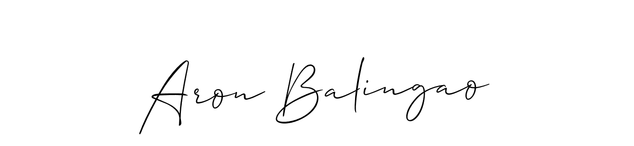 if you are searching for the best signature style for your name Aron Balingao. so please give up your signature search. here we have designed multiple signature styles  using Allison_Script. Aron Balingao signature style 2 images and pictures png