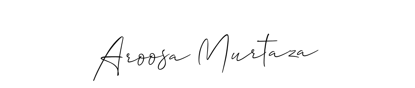 The best way (Allison_Script) to make a short signature is to pick only two or three words in your name. The name Aroosa Murtaza include a total of six letters. For converting this name. Aroosa Murtaza signature style 2 images and pictures png