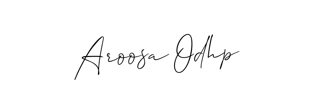 You should practise on your own different ways (Allison_Script) to write your name (Aroosa Odhp) in signature. don't let someone else do it for you. Aroosa Odhp signature style 2 images and pictures png