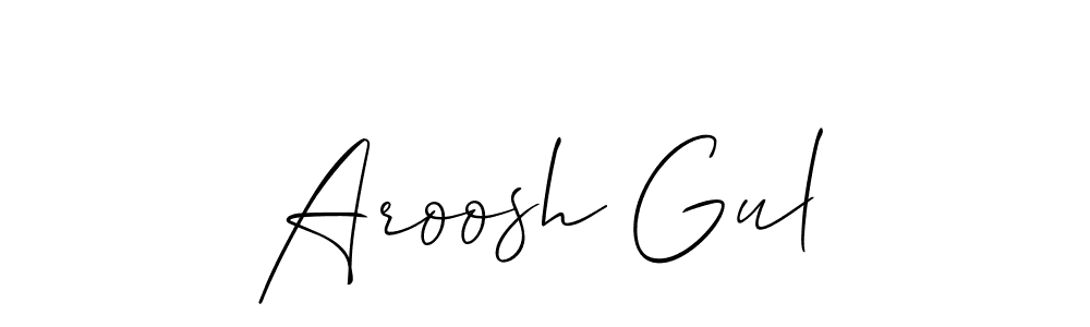 Also You can easily find your signature by using the search form. We will create Aroosh Gul name handwritten signature images for you free of cost using Allison_Script sign style. Aroosh Gul signature style 2 images and pictures png