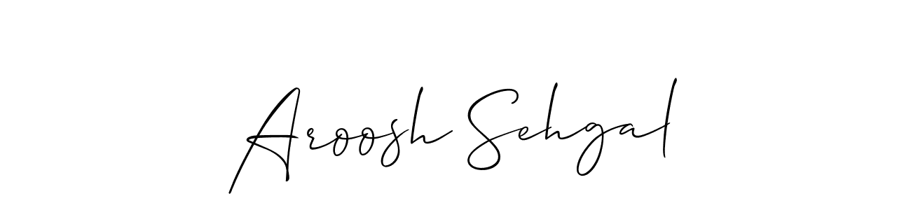Allison_Script is a professional signature style that is perfect for those who want to add a touch of class to their signature. It is also a great choice for those who want to make their signature more unique. Get Aroosh Sehgal name to fancy signature for free. Aroosh Sehgal signature style 2 images and pictures png