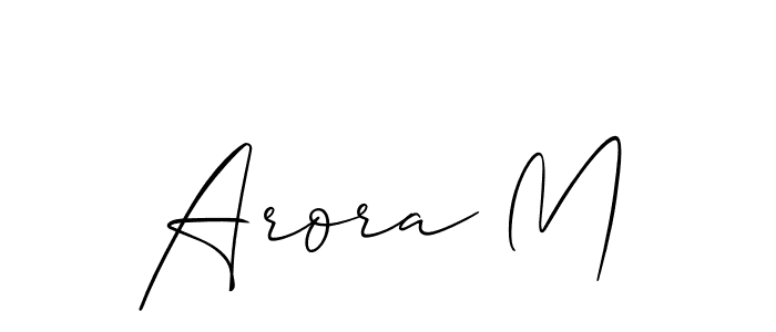 Use a signature maker to create a handwritten signature online. With this signature software, you can design (Allison_Script) your own signature for name Arora M. Arora M signature style 2 images and pictures png