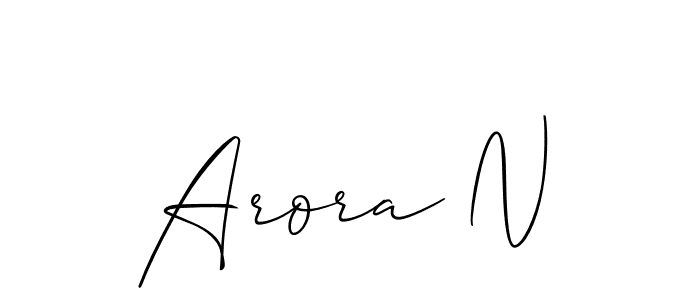 How to make Arora N signature? Allison_Script is a professional autograph style. Create handwritten signature for Arora N name. Arora N signature style 2 images and pictures png