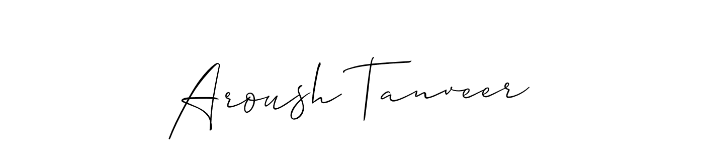 Allison_Script is a professional signature style that is perfect for those who want to add a touch of class to their signature. It is also a great choice for those who want to make their signature more unique. Get Aroush Tanveer name to fancy signature for free. Aroush Tanveer signature style 2 images and pictures png