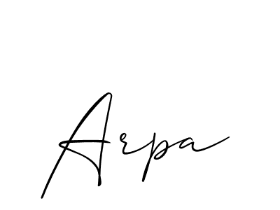 Design your own signature with our free online signature maker. With this signature software, you can create a handwritten (Allison_Script) signature for name Arpa. Arpa signature style 2 images and pictures png