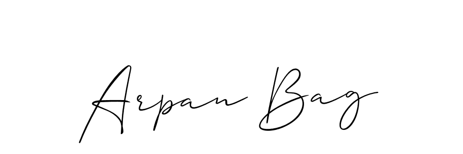 Create a beautiful signature design for name Arpan Bag. With this signature (Allison_Script) fonts, you can make a handwritten signature for free. Arpan Bag signature style 2 images and pictures png