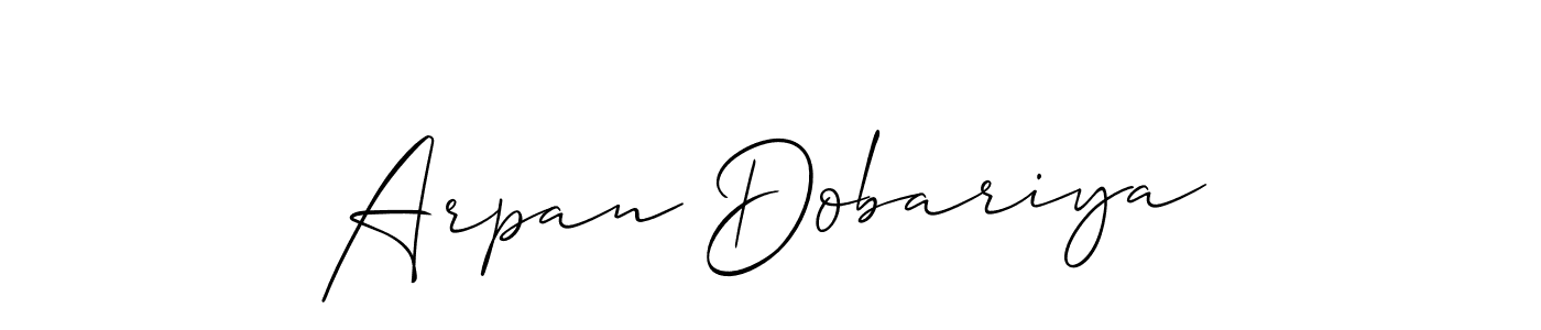 Use a signature maker to create a handwritten signature online. With this signature software, you can design (Allison_Script) your own signature for name Arpan Dobariya. Arpan Dobariya signature style 2 images and pictures png