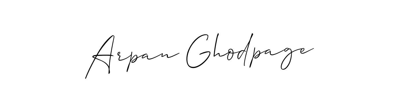 How to make Arpan Ghodpage name signature. Use Allison_Script style for creating short signs online. This is the latest handwritten sign. Arpan Ghodpage signature style 2 images and pictures png