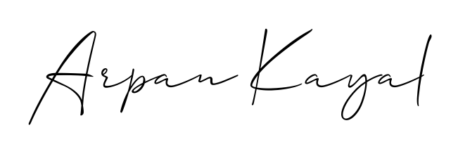 Designed for modern professionals: Arpan Kayal name signature crafted with Allison_Script script. Ready for digital PDF workflows. Arpan Kayal signature style 2 images and pictures png