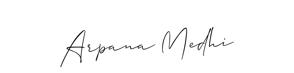 if you are searching for the best signature style for your name Arpana Medhi. so please give up your signature search. here we have designed multiple signature styles  using Allison_Script. Arpana Medhi signature style 2 images and pictures png