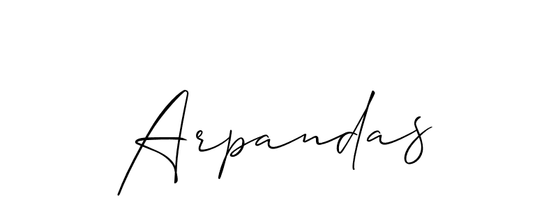 It looks lik you need a new signature style for name Arpandas. Design unique handwritten (Allison_Script) signature with our free signature maker in just a few clicks. Arpandas signature style 2 images and pictures png
