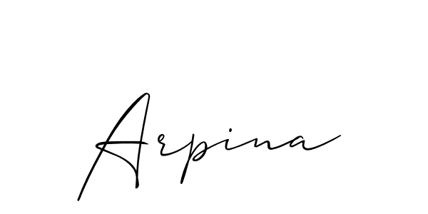 It looks lik you need a new signature style for name Arpina. Design unique handwritten (Allison_Script) signature with our free signature maker in just a few clicks. Arpina signature style 2 images and pictures png