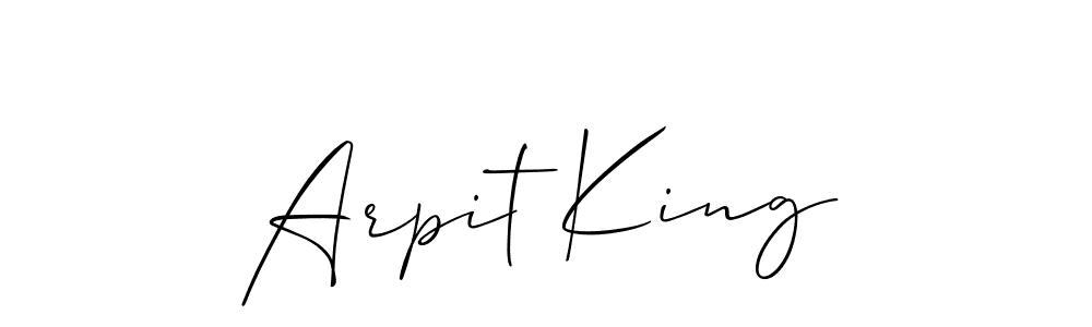 How to make Arpit King name signature. Use Allison_Script style for creating short signs online. This is the latest handwritten sign. Arpit King signature style 2 images and pictures png