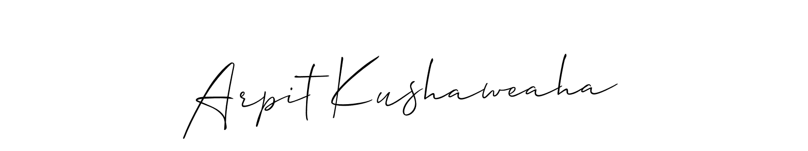 You should practise on your own different ways (Allison_Script) to write your name (Arpit Kushaweaha) in signature. don't let someone else do it for you. Arpit Kushaweaha signature style 2 images and pictures png