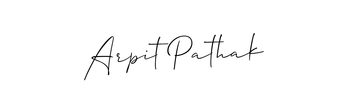 The best way (Allison_Script) to make a short signature is to pick only two or three words in your name. The name Arpit Pathak include a total of six letters. For converting this name. Arpit Pathak signature style 2 images and pictures png