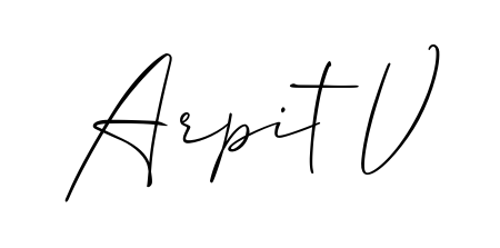 The best way (Allison_Script) to make a short signature is to pick only two or three words in your name. For converting this name Arpit V. Arpit V signature style 2 images and pictures png