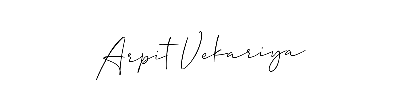 You should practise on your own different ways (Allison_Script) to write your name (Arpit Vekariya) in signature. don't let someone else do it for you. Arpit Vekariya signature style 2 images and pictures png