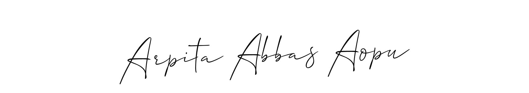Allison_Script is a professional signature style that is perfect for those who want to add a touch of class to their signature. It is also a great choice for those who want to make their signature more unique. Get Arpita Abbas Aopu name to fancy signature for free. Arpita Abbas Aopu signature style 2 images and pictures png