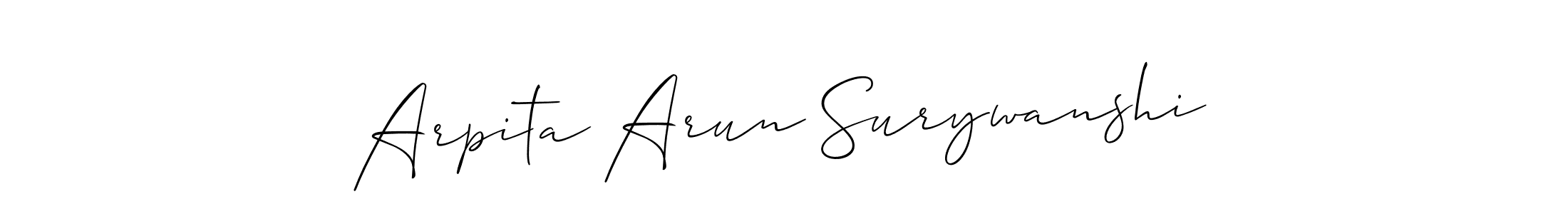 Create a beautiful signature design for name Arpita Arun Surywanshi. With this signature (Allison_Script) fonts, you can make a handwritten signature for free. Arpita Arun Surywanshi signature style 2 images and pictures png