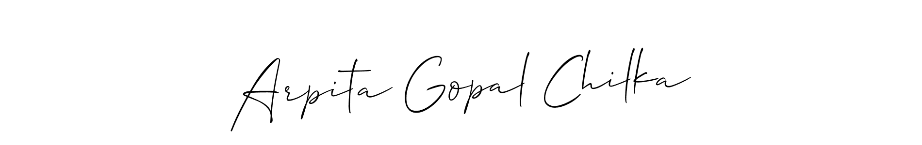 Make a short Arpita Gopal Chilka signature style. Manage your documents anywhere anytime using Allison_Script. Create and add eSignatures, submit forms, share and send files easily. Arpita Gopal Chilka signature style 2 images and pictures png