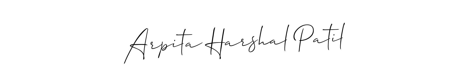You should practise on your own different ways (Allison_Script) to write your name (Arpita Harshal Patil) in signature. don't let someone else do it for you. Arpita Harshal Patil signature style 2 images and pictures png