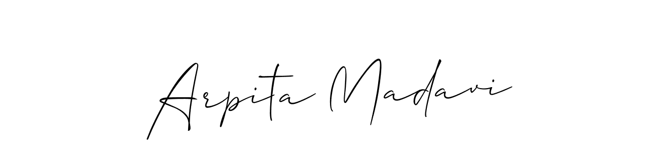 if you are searching for the best signature style for your name Arpita Madavi. so please give up your signature search. here we have designed multiple signature styles  using Allison_Script. Arpita Madavi signature style 2 images and pictures png