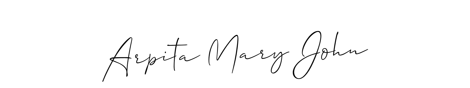 The best way (Allison_Script) to make a short signature is to pick only two or three words in your name. The name Arpita Mary John include a total of six letters. For converting this name. Arpita Mary John signature style 2 images and pictures png