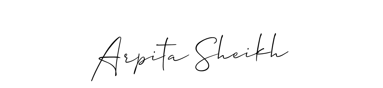 How to Draw Arpita Sheikh signature style? Allison_Script is a latest design signature styles for name Arpita Sheikh. Arpita Sheikh signature style 2 images and pictures png