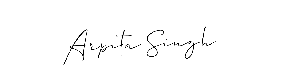 The best way (Allison_Script) to make a short signature is to pick only two or three words in your name. The name Arpita Singh include a total of six letters. For converting this name. Arpita Singh signature style 2 images and pictures png