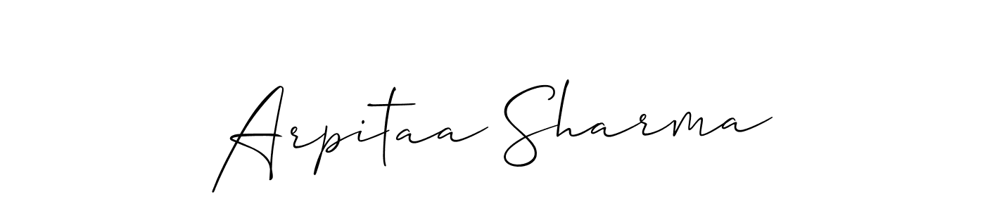 Also we have Arpitaa Sharma name is the best signature style. Create professional handwritten signature collection using Allison_Script autograph style. Arpitaa Sharma signature style 2 images and pictures png