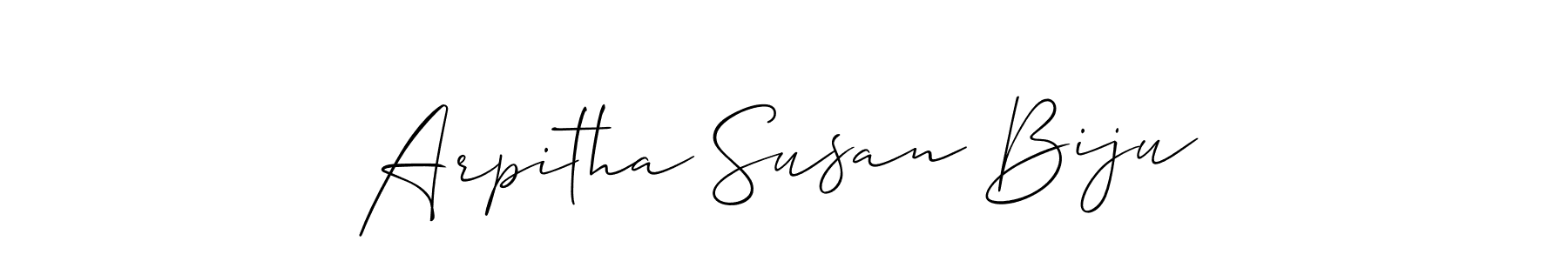 How to make Arpitha Susan Biju name signature. Use Allison_Script style for creating short signs online. This is the latest handwritten sign. Arpitha Susan Biju signature style 2 images and pictures png