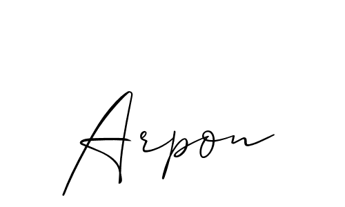 Arpon stylish signature style. Best Handwritten Sign (Allison_Script) for my name. Handwritten Signature Collection Ideas for my name Arpon. Arpon signature style 2 images and pictures png