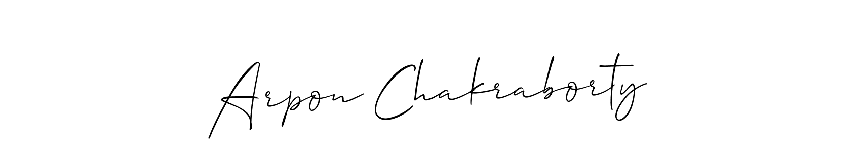 How to make Arpon Chakraborty name signature. Use Allison_Script style for creating short signs online. This is the latest handwritten sign. Arpon Chakraborty signature style 2 images and pictures png