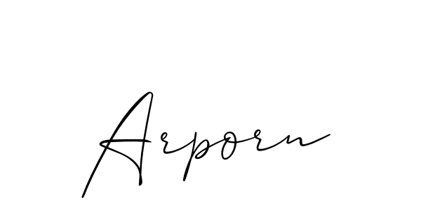 Allison_Script is a professional signature style that is perfect for those who want to add a touch of class to their signature. It is also a great choice for those who want to make their signature more unique. Get Arporn name to fancy signature for free. Arporn signature style 2 images and pictures png