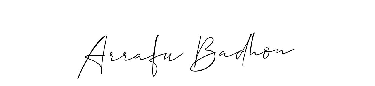 Make a beautiful signature design for name Arrafu Badhon. With this signature (Allison_Script) style, you can create a handwritten signature for free. Arrafu Badhon signature style 2 images and pictures png