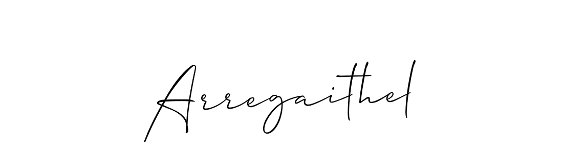 It looks lik you need a new signature style for name Arregaithel. Design unique handwritten (Allison_Script) signature with our free signature maker in just a few clicks. Arregaithel signature style 2 images and pictures png