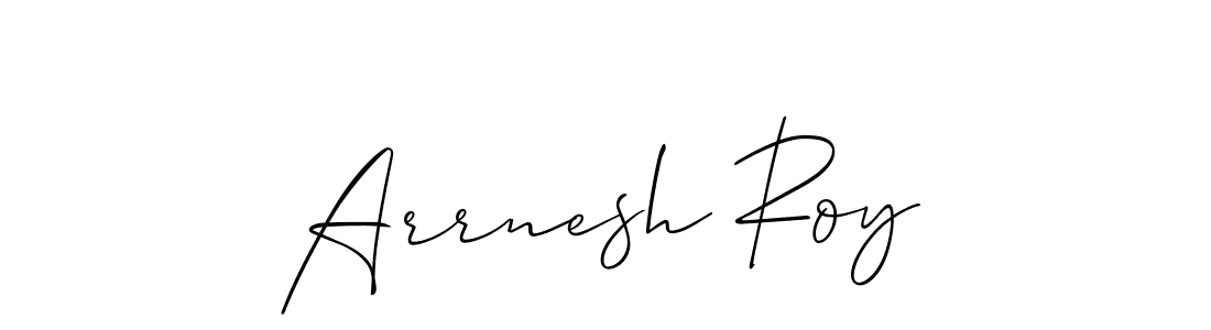 The best way (Allison_Script) to make a short signature is to pick only two or three words in your name. The name Arrnesh Roy include a total of six letters. For converting this name. Arrnesh Roy signature style 2 images and pictures png