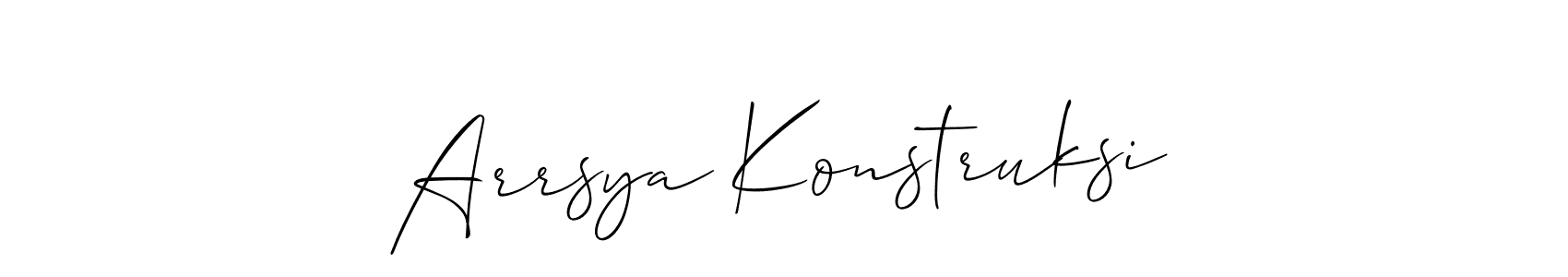 Use a signature maker to create a handwritten signature online. With this signature software, you can design (Allison_Script) your own signature for name Arrsya Konstruksi. Arrsya Konstruksi signature style 2 images and pictures png