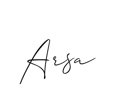 Design your own signature with our free online signature maker. With this signature software, you can create a handwritten (Allison_Script) signature for name Arsa. Arsa signature style 2 images and pictures png