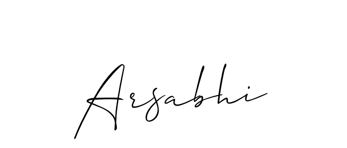 How to make Arsabhi name signature. Use Allison_Script style for creating short signs online. This is the latest handwritten sign. Arsabhi signature style 2 images and pictures png