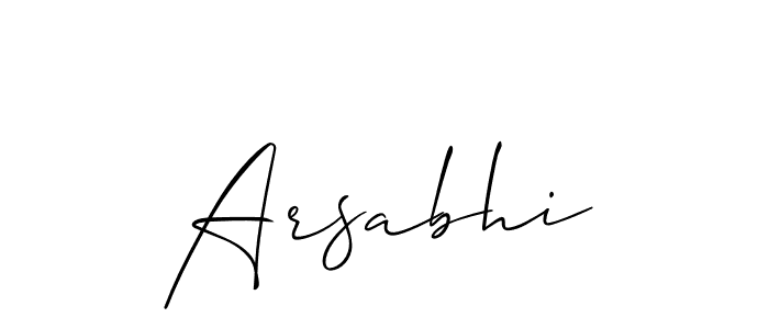 Use a signature maker to create a handwritten signature online. With this signature software, you can design (Allison_Script) your own signature for name Arsabhi. Arsabhi signature style 2 images and pictures png