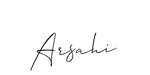 The best way (Allison_Script) to make a short signature is to pick only two or three words in your name. The name Arsahi include a total of six letters. For converting this name. Arsahi signature style 2 images and pictures png