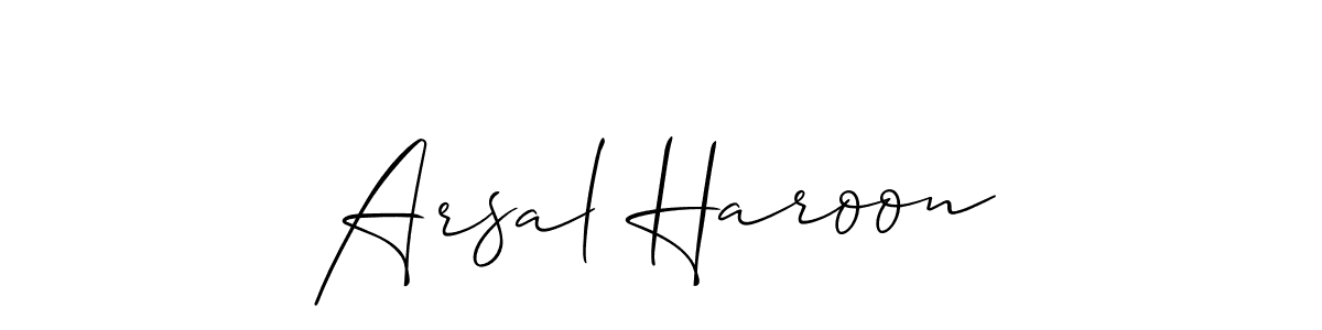 Create a beautiful signature design for name Arsal Haroon. With this signature (Allison_Script) fonts, you can make a handwritten signature for free. Arsal Haroon signature style 2 images and pictures png