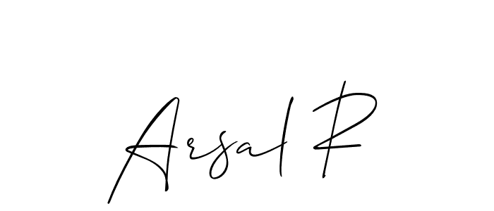 Also You can easily find your signature by using the search form. We will create Arsal R name handwritten signature images for you free of cost using Allison_Script sign style. Arsal R signature style 2 images and pictures png