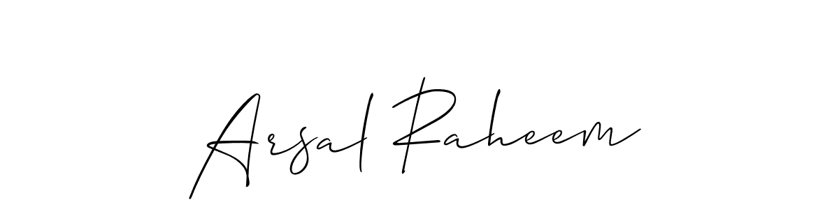 Also You can easily find your signature by using the search form. We will create Arsal Raheem name handwritten signature images for you free of cost using Allison_Script sign style. Arsal Raheem signature style 2 images and pictures png