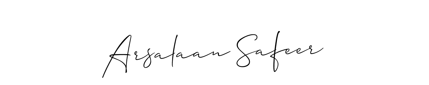 How to make Arsalaan Safeer name signature. Use Allison_Script style for creating short signs online. This is the latest handwritten sign. Arsalaan Safeer signature style 2 images and pictures png