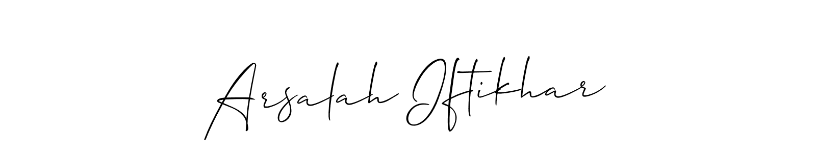 if you are searching for the best signature style for your name Arsalah Iftikhar. so please give up your signature search. here we have designed multiple signature styles  using Allison_Script. Arsalah Iftikhar signature style 2 images and pictures png