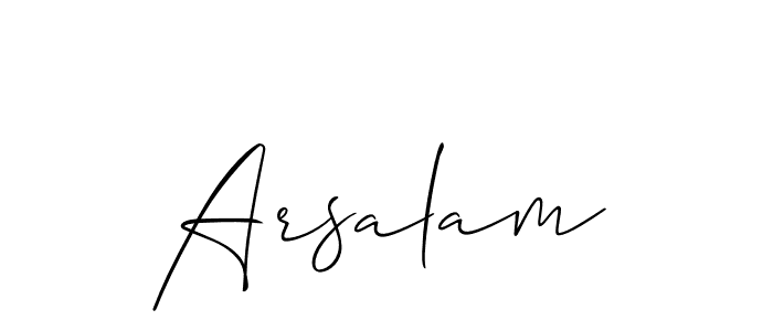 Make a beautiful signature design for name Arsalam. With this signature (Allison_Script) style, you can create a handwritten signature for free. Arsalam signature style 2 images and pictures png