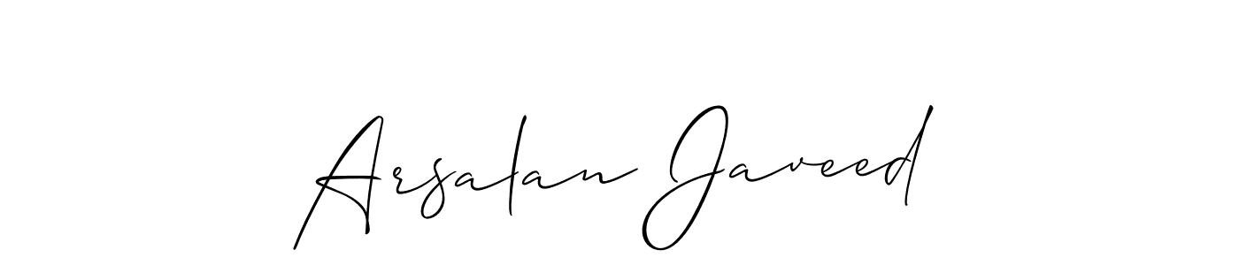 Arsalan Javeed stylish signature style. Best Handwritten Sign (Allison_Script) for my name. Handwritten Signature Collection Ideas for my name Arsalan Javeed. Arsalan Javeed signature style 2 images and pictures png