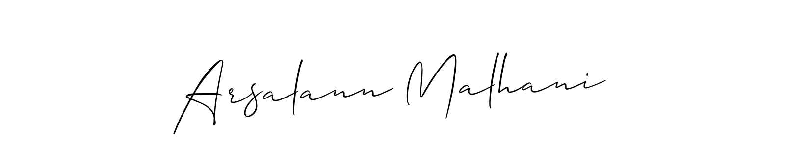 Allison_Script is a professional signature style that is perfect for those who want to add a touch of class to their signature. It is also a great choice for those who want to make their signature more unique. Get Arsalann Malhani name to fancy signature for free. Arsalann Malhani signature style 2 images and pictures png